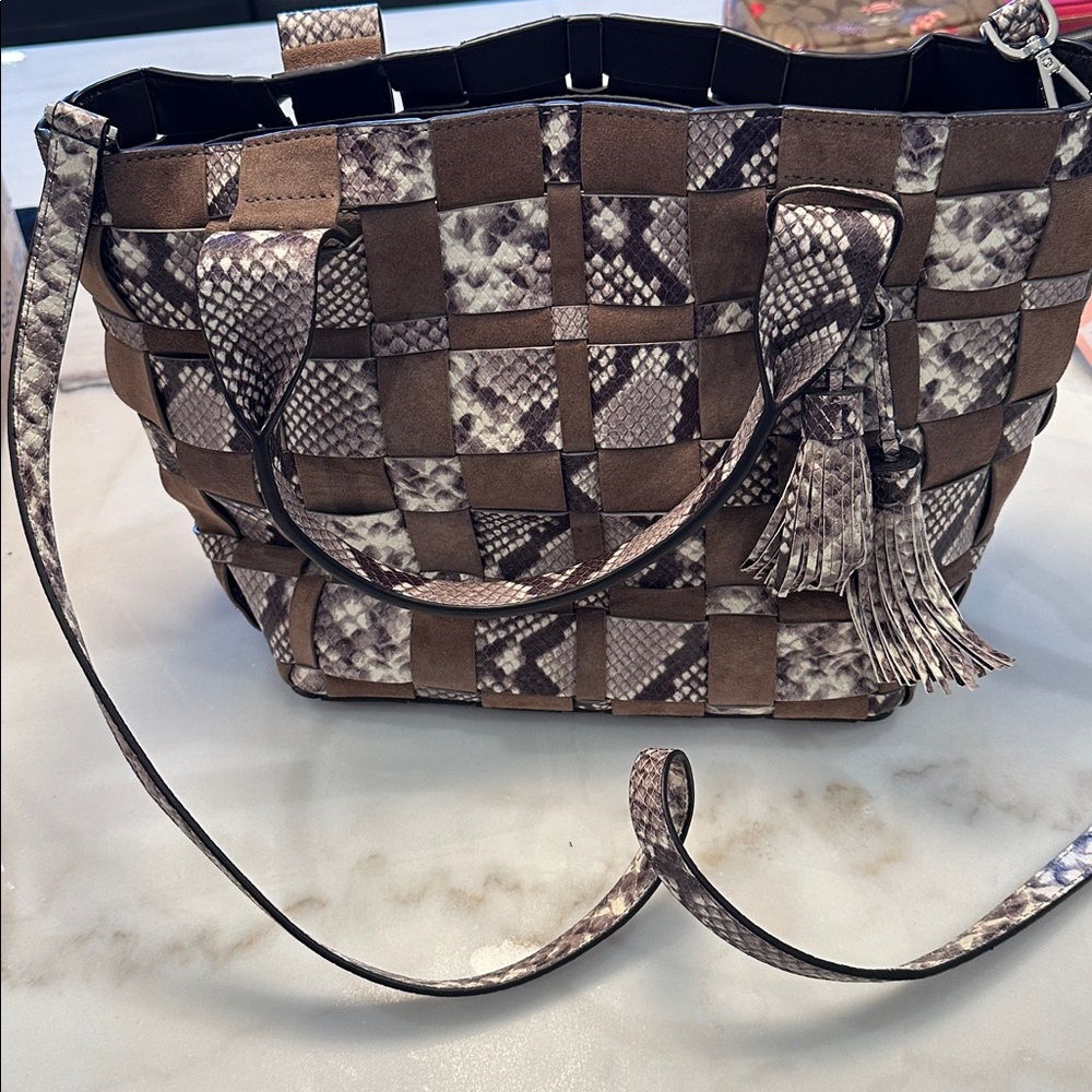 Michael Kors Brown and Tan Snakeskin Tote